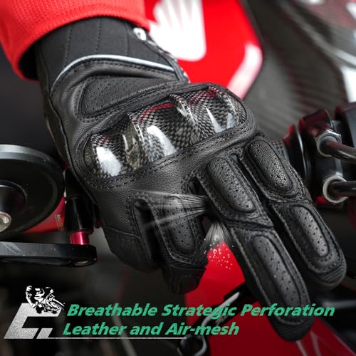 Image of WTACTFUL Goatskin Carbon Motorcycle Gloves, Touchscreen Men Women