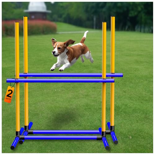 AHAILUOO Adjustable Dog Agility Jump Set &ndash; Training Hurdles with Height Adjustable Bars, Portable...