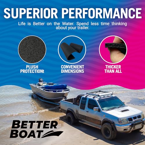 Image of Boat Trailer Bunk Carpet Black, 13ft x 9in or 12in Roll, 1 /4 inch Extra Thick | Marine Grade, Replacement for Bunk Boards and Runners, Glue Spreader Included, Better Boat