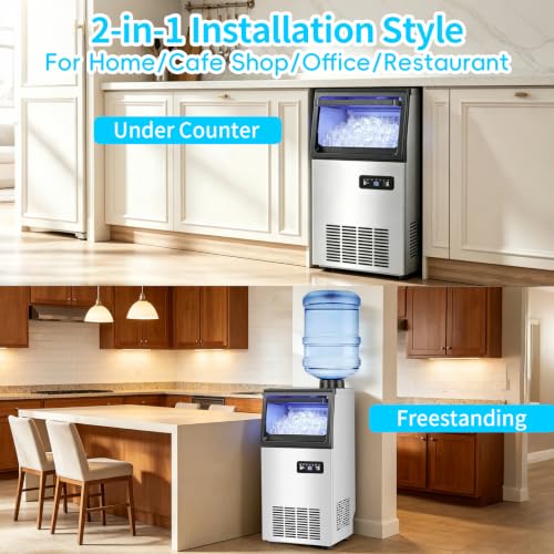 Image of Commercial Ice Maker Machine, 110 lbs /24H with 22 lbs Storage Bin