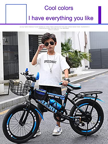 Studenten- und Kinderfahrräder, geeignet für Jungen und Mädchen von 6 bis 17 Jahren 18/20/22 Zoll Singlespeed Mountainbike, hochfester Karbonstahlrahmen, Fahrrad blau 55,9 cm – Bild 3