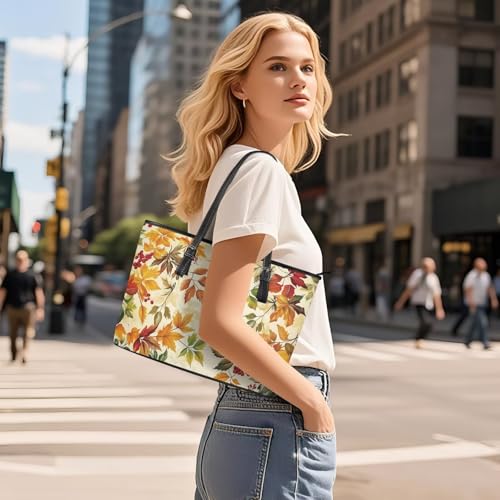 Fall Shoulder Bag for Women Leather Tote Bag with Zipper for Ladies Reusable Shopping Handbag Travel Saddle Bag 6