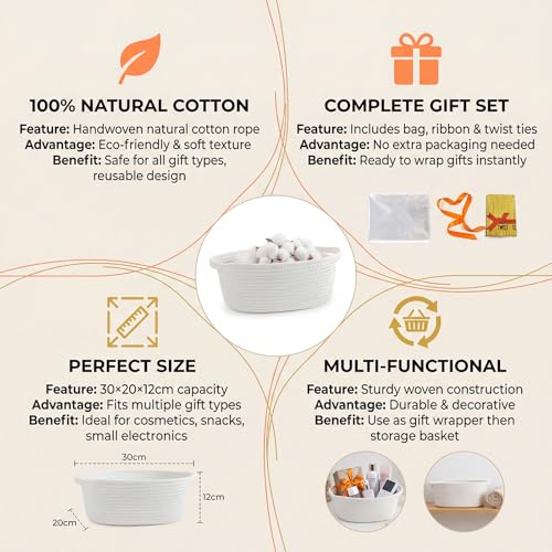 Geschenkkorb Leer, Korb für Geschenke, Präsentkörbe zum Befüllen, Geschenk Korb Leer, Präsentkörbe Leere, Geschenk Körbchen Geschenkkörbchen für Weihnachten Geburtstag Hochzeit, mit 15cm Bindedraht