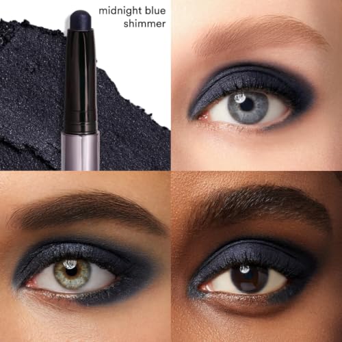 Image of Julep Eyeshadow 101 Cream-to-Powder Waterproof Eyeshadow Stick - Midnight Blue Shimmer - Long-Lasting, Buildable, Crease-Proof, Cruelty Free, Shimmer Finish with Built-In Smudger