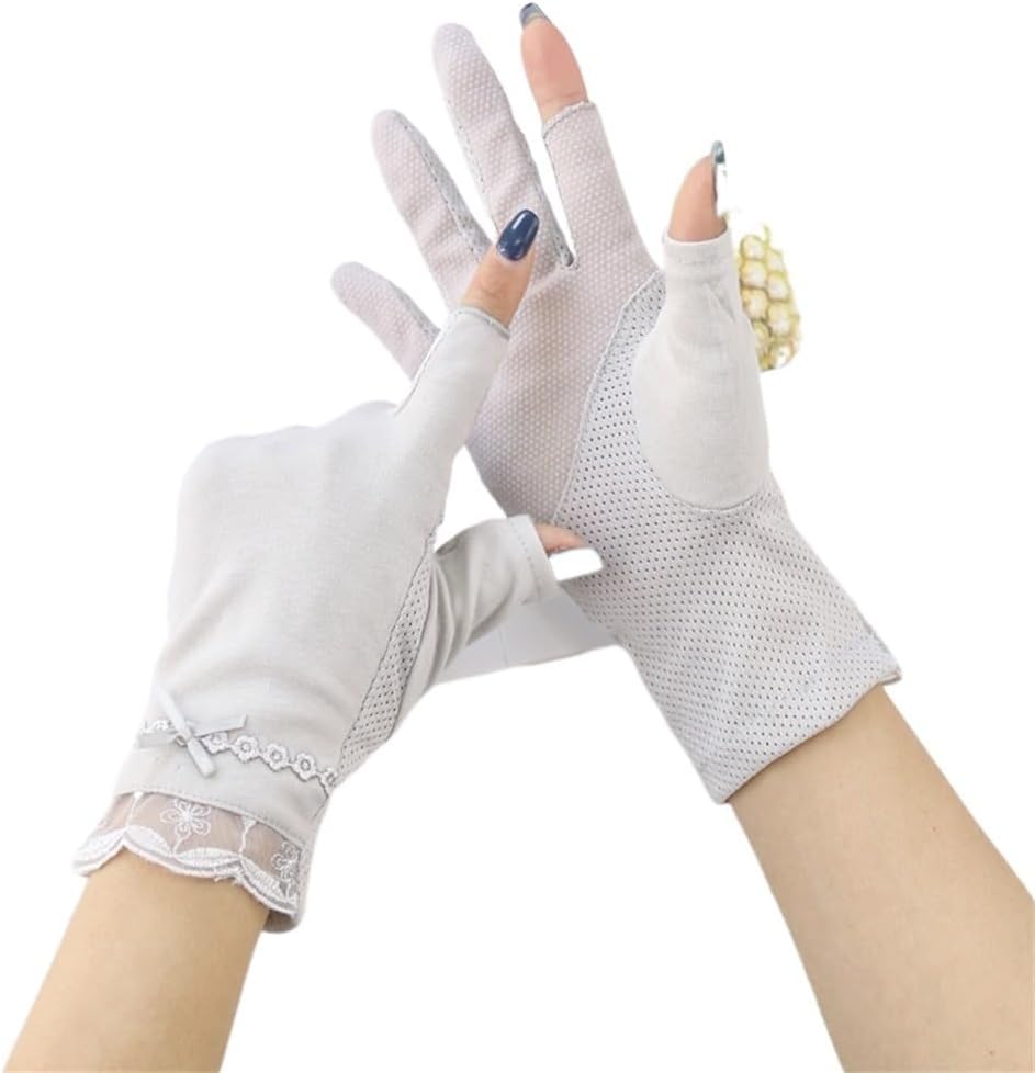 Women's Thin Section Driving and Riding -Finger Breathable Half-Finger Spring and Cotton Gloves