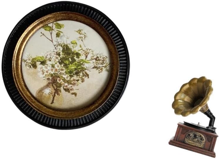 European Antique Resin Photo Frame and Vintage Collectible Sculpture Ornate Wall Hanging Figurine for Bedroom Retro Home Decor Housewarming Gift