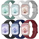 6 Pack Sport Bands Compatible with Apple Watch Bands 38mm 40mm 41mm 42mm 44mm 45mm 46mm 49mm for Women Men, Soft Wristband Silicone Sport Strap for iWatch Bands Series 11 10 9 8 7 6 5 4 3 2 1 Ultra SE
