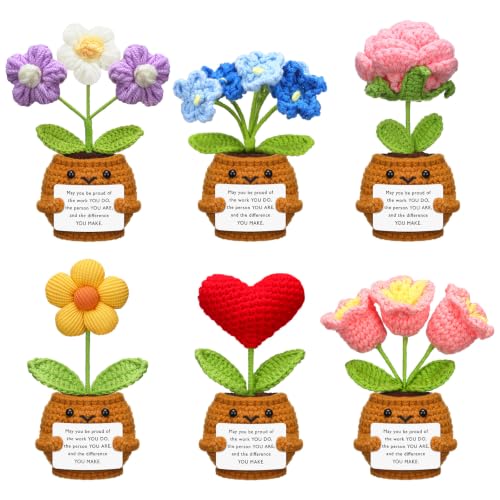 Wavwavw 6 Pcs Employee Appreciation Crochet Gifts, Proud Do Floral