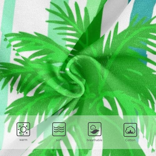 Green Palm Trees Stripes Teal Green Panties Little Girl Girls Underwear Toddlers Cotton Artistic Kids Briefs Undies 2t3