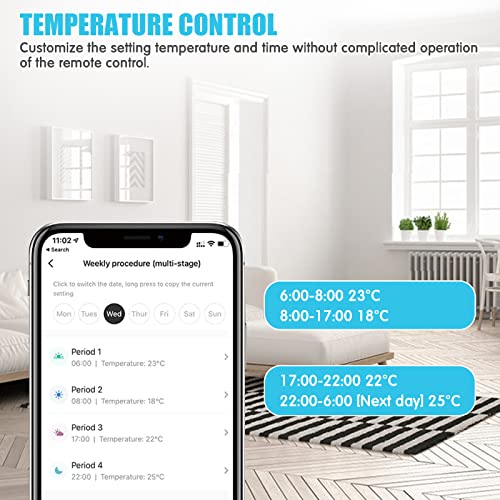 WLAN Smart Steckdose, Programmierbarer WiFi Smart Thermostat Steckdose mit Fühler, WLAN Temperaturregler Steckdose 230V mit App, Mini Temperaturregler 15A APP Control, Alexa und Google Assistent