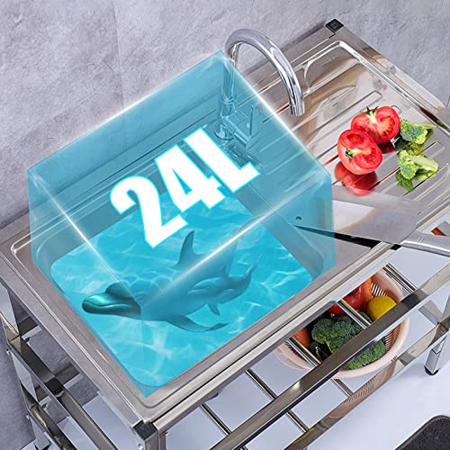 Plan de travail en acier inoxydable et lavabo avec robinet d'eau chaude - 3