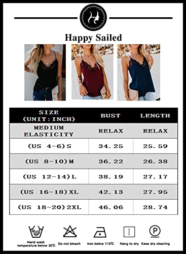 Happy Sailed Womens V Neck Lace Camisoles Summer Sleeveless Racerback Cami Tank Tops White Medium #TOP5
