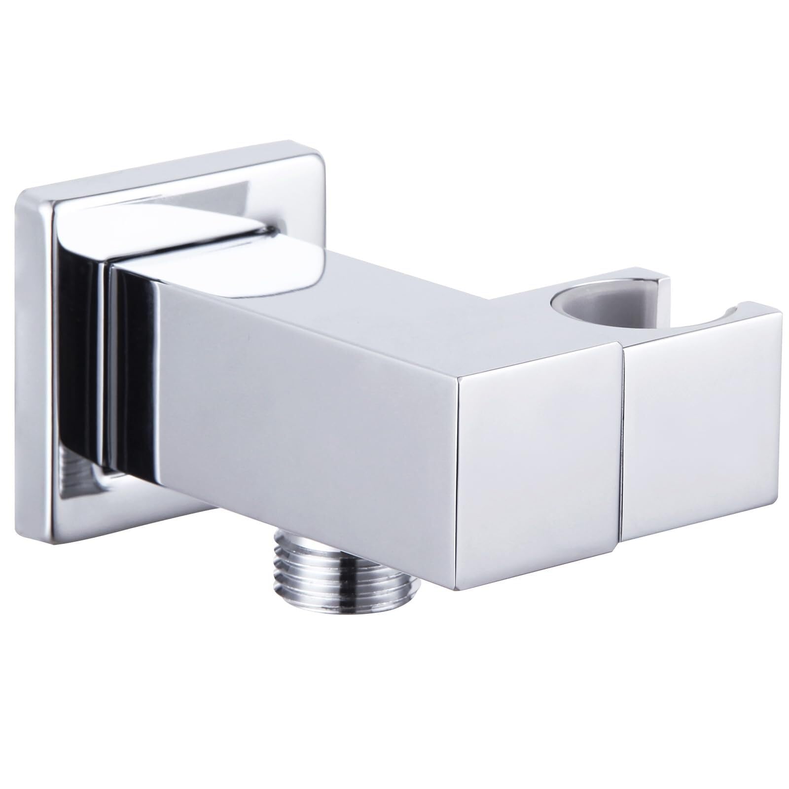 Angle Simple Unión de pared con soporte para cabezal de ducha, soporte giratorio de latón, codo de suministro y salida de agua, IPS macho de 1,27 cm, cromo (cromo)