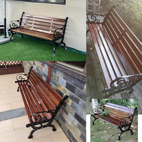 Banc de jardin en bois avec dossier 3 places pour extérieur - 7