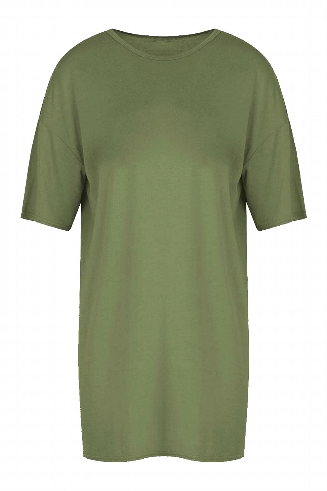 Fairy Trendz Ltd Women's Khaki Oversized Baggy Short Sleeve Tunic Top Loose Fit Pullover T Shirt Dress( One Size)