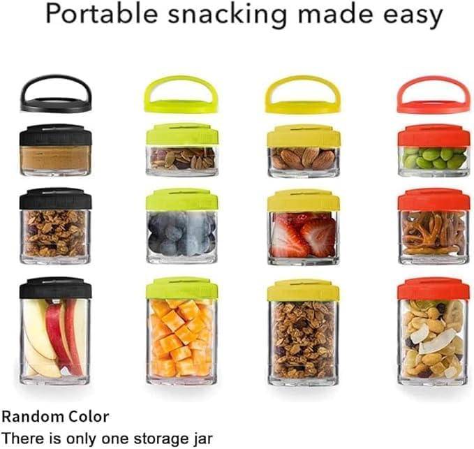 Image of Stackable Snack Storage Container - 4 Layer Portable Food Storage Jars with Lid | Nut Box | Protein Powder Container | Portion Control Kitchen Organizer for Snacks, Spices, Baby Food
