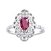 Rylos Anello con diamanti e rubini in argento sterling con diamante, Argento, Rubino immagine