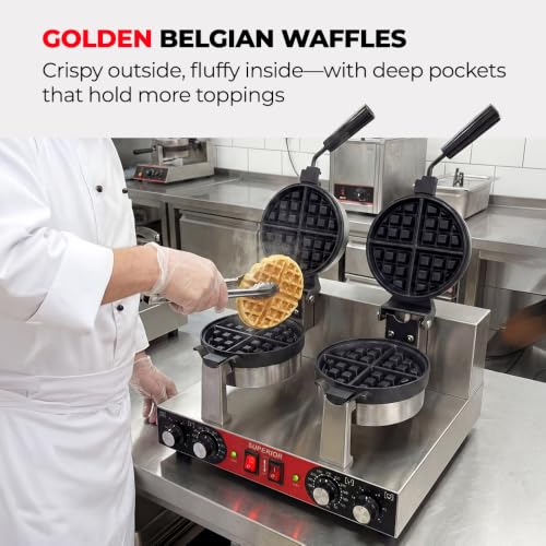 Superior Kitchen Equipment Commercial Double Round Belgian Waffle Maker by Generic - Used condition - Image 4