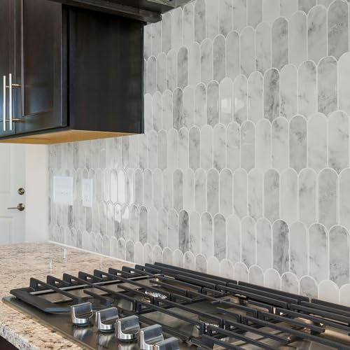 Art3d Keramikfliesen Marmorfliesen Küche Bad Waschküche 3d Fliesenaufkleber 10-Stück Selbstklebende Fliesen Klebefliesen Fliesenfolie 30 x 30 cm Grauer Marmor