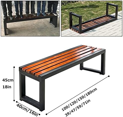 Durable 150cm Outdoor Garden Bench for 24 People - Steel Anti-Corrosion Wood Finish Patio Furniture, Perfect for Parks, Gardens & Outdoor Spaces