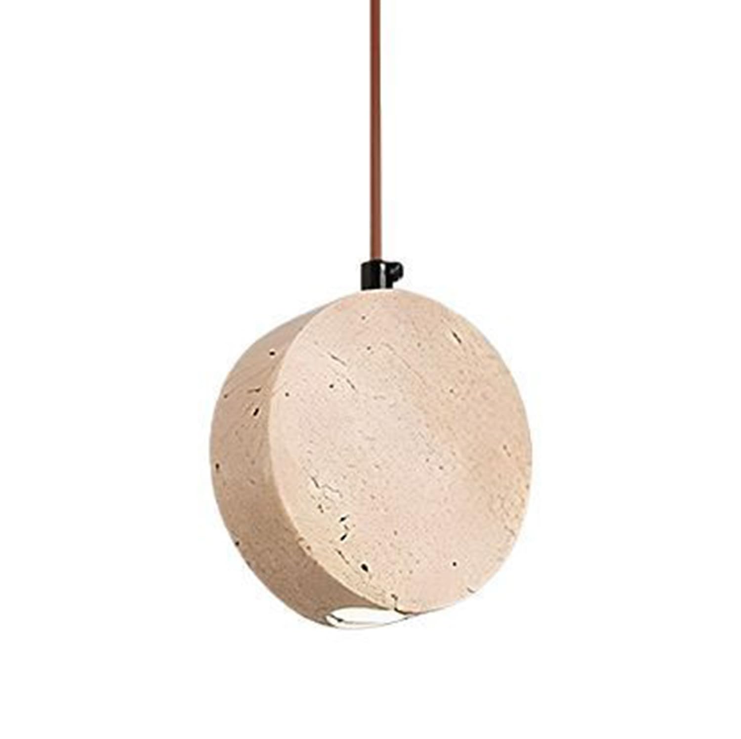 MTNROO Circular Travertine Pendant Lamp Spotlights 3.9 in Hanging Light Natural Porous Travertine Stone Wabi-sabi Style Japanese Style Mid Century G9 Socket for Bedroom Kitchen Island Coffee Shop