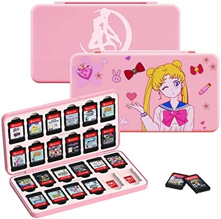 JINGDU Switch Game Case for Nintendo Switch Game Cards and Mirco SD Cards, 24-Slot Shockproof Silicone Moulding Cartridge, The Holder Suitable for Switch/Lite/OLED Games, Yellow Pikapika