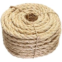 ATERET 3/8 Inch by 100-Feet Sisal Rope I Natural Fiber Twisted Sisal Rope I Multipurpose, Lightweight, Weather-Resistant Rope for Indoor/Outdoor Use, Rugs, Marine, and DIY Projects 1-Pack