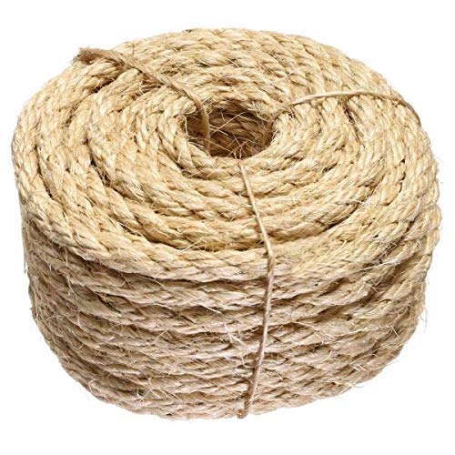 ATERET 3/8 Inch by 100-Feet Sisal Rope I Natural Fiber Twisted Sisal Rope I Multipurpose, Lightweight, Weather-Resistant Rope for Indoor/Outdoor Use, Rugs, Marine, and DIY Projects (1-Pack) by ATERET - Used condition - US$11.14