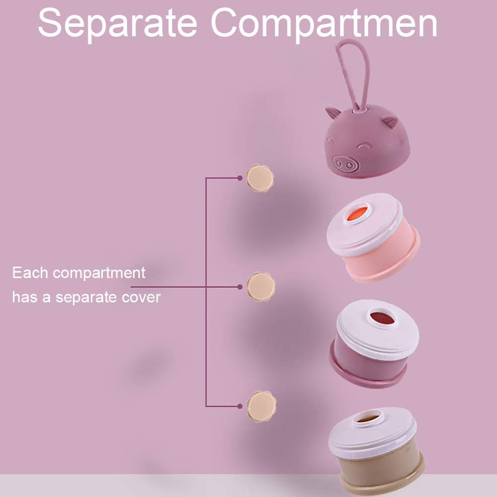 Doseur Lait Bébé 4 Compartiments - Empilable Et Portable - Pour Lait En Poudre Et Collations