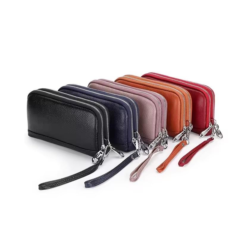 Genuine Leather Women Wallets Long Zipper Wallet Big Capacity Ladies Clutch Bag Female Cowhide Purse Phone Bag(white-Dinosaur Doodle4)2