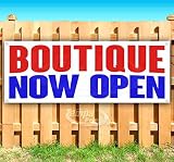 Boutique Now Open Banner 13 oz | Non-Fabric | Heavy-Duty Vinyl Single-Sided With Metal Grommets