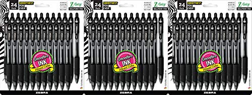 Zebra Pen Z-Grip Retractable Ballpoint Pen, Medium Point, 1.0mm, Black Ink, 24 Pack (Packaging may vary) - 3 Pack