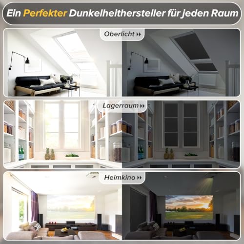 rabbitgoo Schwarze Fensterfolie Verdunklungsfolie für Fenster Verdunkelungsfolie 44,5 x 200 cm mit Gitter Design, Abdunklungsfolie Verdunklung Dunkel Blickdicht Lichtundurchlässig Selbsthaftend