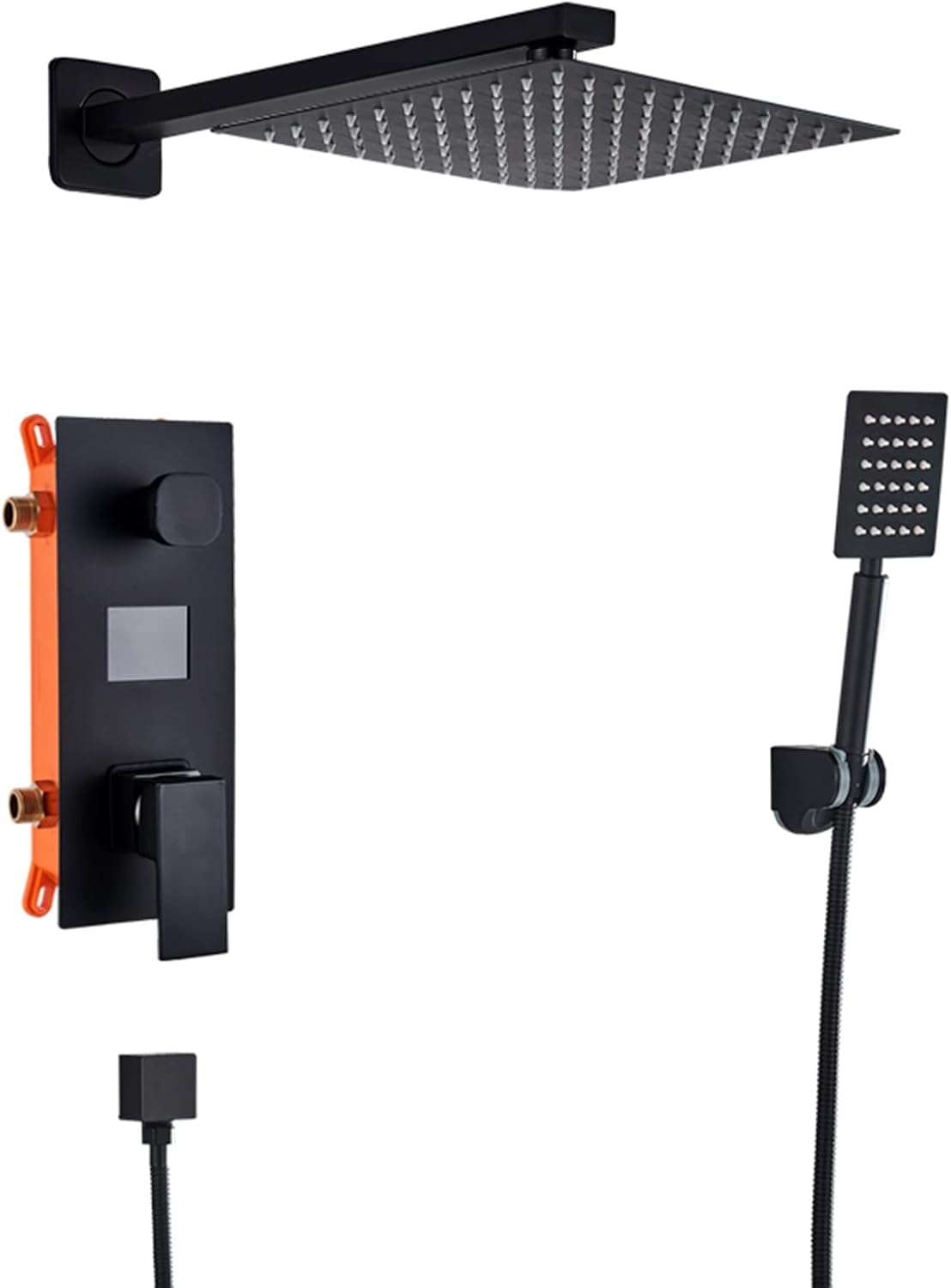 シャワーシステム デジタルディスプレイ 隠しシャワー蛇口セット マットブラック シャワーコンボセット ハンドシャワーとウォーターフォ シャワーシステム  デジタルディスプレイ 隠しシャワー蛇口セット マットブラック シャワーコンボセット ハンドシャワーとウォーター ...