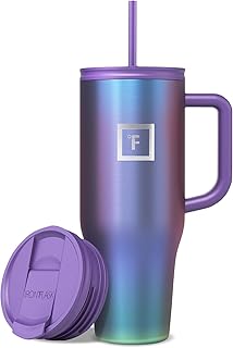 Isoliert Trinkbecher mit Strohhalm Deckel und Griff - 1.2L - Thermobecher Kühlt 11 Stunden und 48 Stunden Eisgekühlt - Vakuum Doppelwandig Edelstahl Tumbler BPA-freie Thermosflasche Kaffeebecher