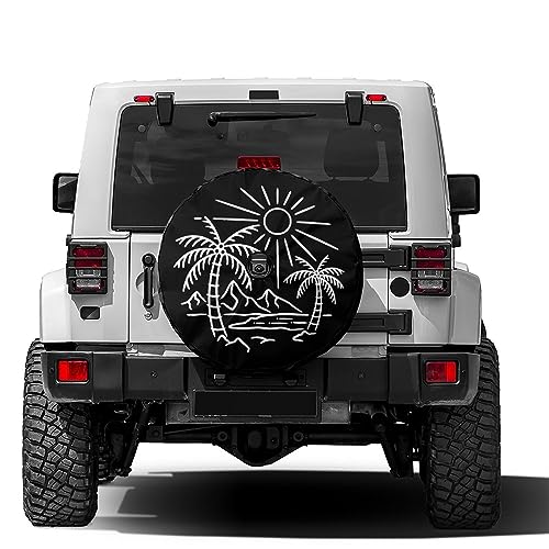 Image of Beach Spare Tire Cover with Backup Camera Hole Wheel Tire Cover Fit Trailer, RV, SUV and Many Vehicle 17inch
