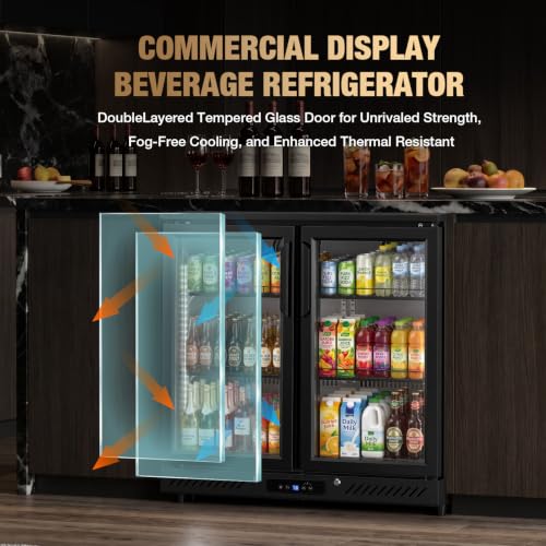 Image of Electactic 6.5 Cu.Ft Wine & Beverage Refrigerator, Double Glass Door Beverage Cooler, Built-in & Freestanding Drink Fridge with LED Light, for Bar, Kitchen, Office