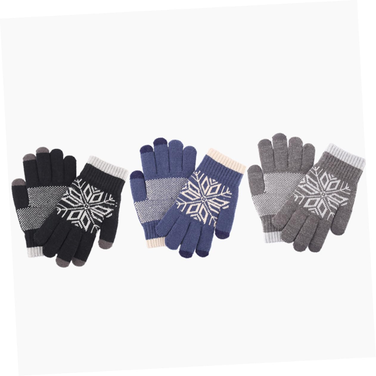 3piezas Guantes De Gruesos Para Pantalla Táctil Resistentes Al Viento y Antideslizantes Para Actividades Al Aire Negro