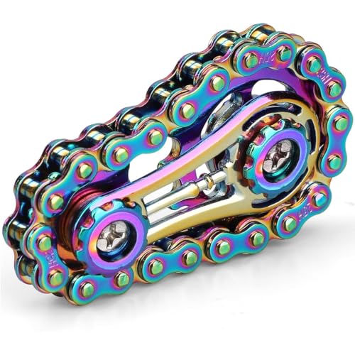 WUSJCOF Jouet Fidget à Engrenages Chaîne Cool Anneau Spinner Métal Anti-Stress Kinetique pour Enfants et Adultes - Soulagement du Stress et Concentration