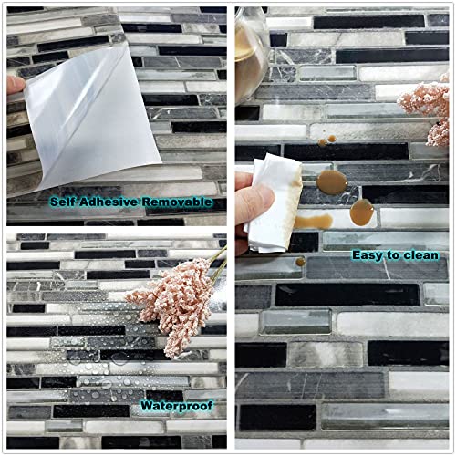 Eimtopy Modern Wallpaper Peel And Stick 394"X17.7"Bathroom Stick On Wallpaper Waterproof Self-Adhesive Removable Kitchen Backsplash Contact Paper Black And White Tile Countertop Glossy Decorative Roll #TOP4