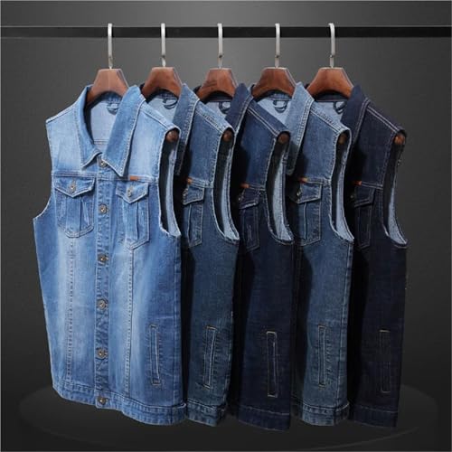 Chaleco vaquero de talla grande 8XL chaleco tejano hombre elástico sin mangas 2