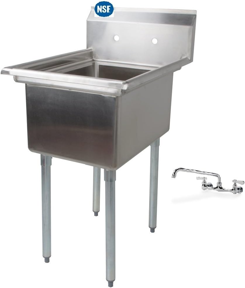 Stainless Steel 1 Compartment Mop Sink 24 X 24 with Faucet