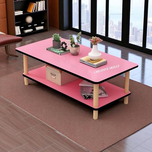 Image of Coffee Table - Rectangle Center Table for Living Room Engineered Wood Tea Table with Storage Stylish Teapoy Table for Hall, Lounge, and Office Spaces Durable (ENW-White)