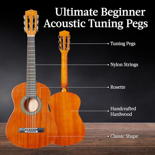 Image of Best Choice Products 30in Kids Acoustic Guitar, All-in-One Beginner Starter Kit w /Strap, Case, Extra Strings, Rosette Inlay - Natural Mahogany
