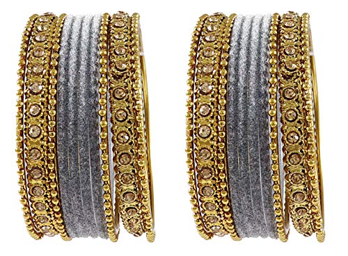 Image of NMII Get your traditions Valentine Gift for Girls & Women Silk Thread Bangle Set With Zircon For Womne & Girls