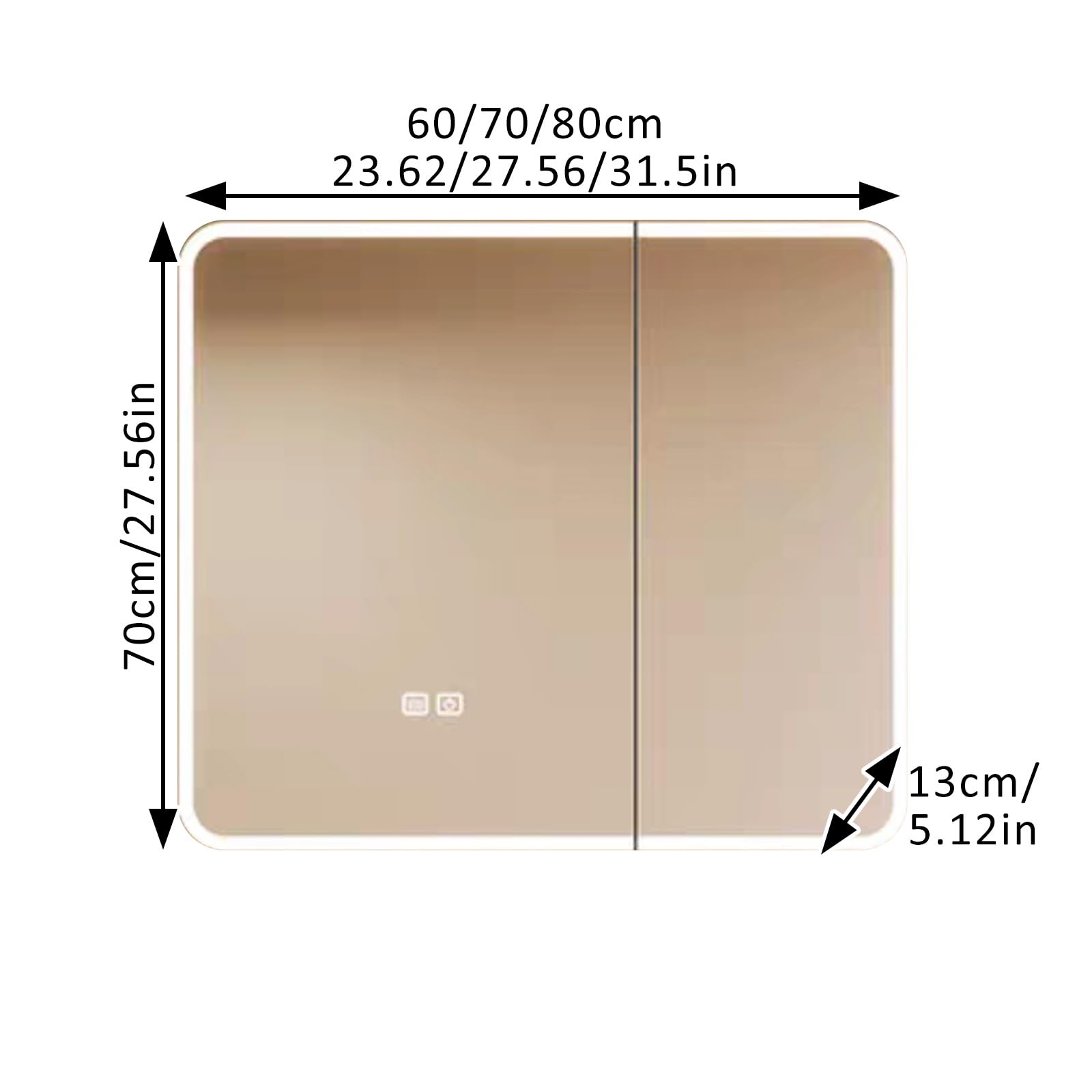 Gabinete de Espejo de Baño de Iluminación LED Mueble con Espejo Espejo Armario Baño Gabinete de Pared para Baño Antivaho Grande 3 Temperaturas de Color Regulables con Sensor Táctil(80x13x70cm)
