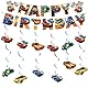 Hot Wh-els Geburtstag Dekoration Set，Hot Wh-els Happy Birthday Banner,Bunting Girlande Hängende Deko Geburtstag Banner Swirl Decorations,Birthday Party Deko