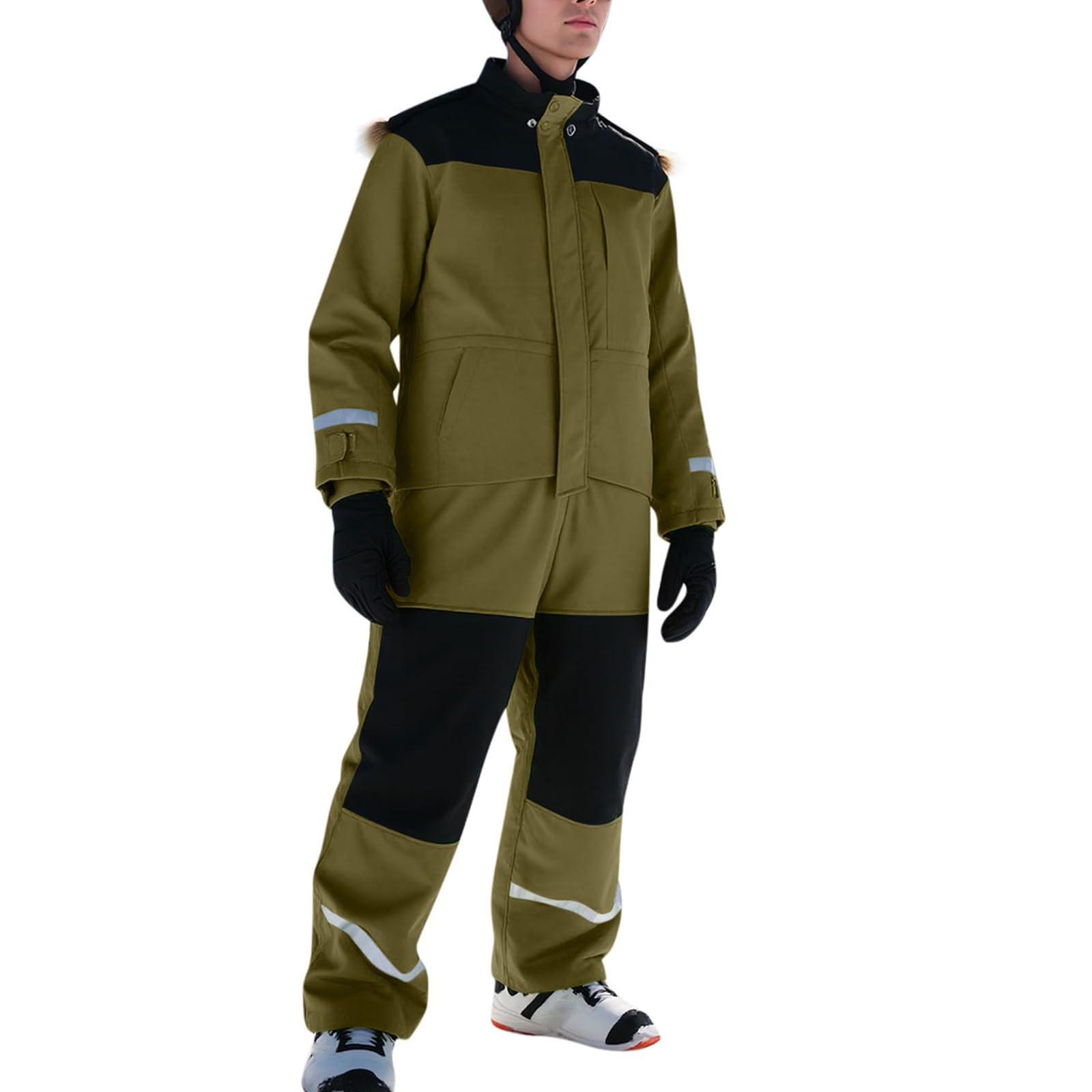 EMATOP Schneeanzug Damen Herren Warm Gefüttert Skioverall Winter Sport Einteiler Skianzug Wasserdicht Winddicht Schneeoverall Outdoor Skifahren Sätze Einfarbig Reißverschluss Jumpsuit Overall