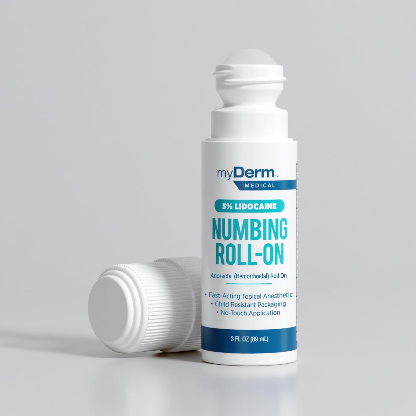 Myderm Medical 5% Lidocaine Roll On - 3 fl oz - for Minor Aches, Scratches and Anorectal Discomfort - Made in The USA.