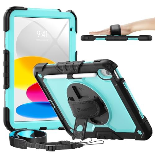 timecity for iPad (A16) 11th/ 10th Generation Case 11''/ 10.9 Inch (2025/2022) - Heavy Duty Protective Cover with Screen Protector, Stand, Shoulder Strap & Pencil Holder | Kids-Friendly - Light Blue